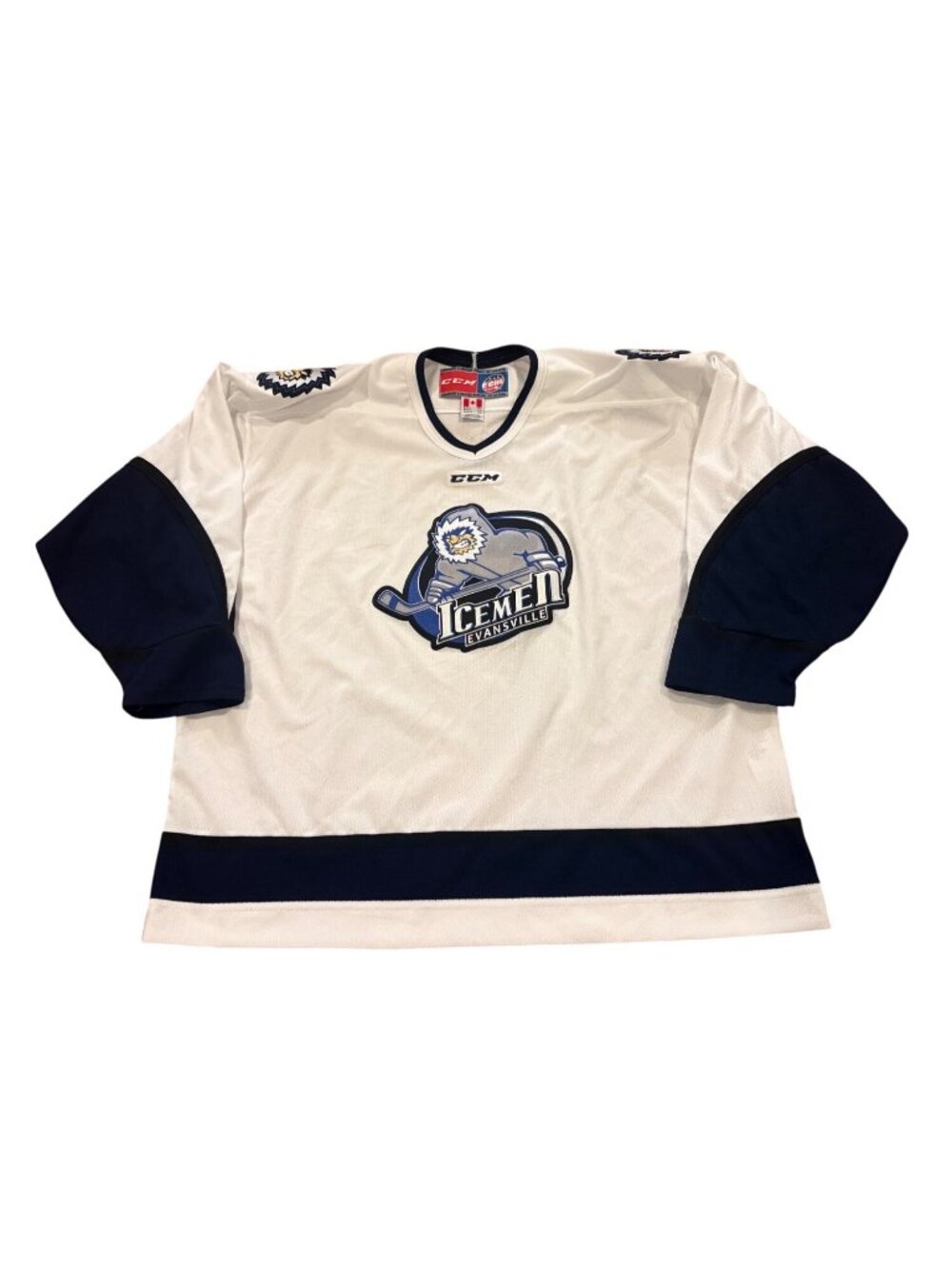 Rare CCM Evansville IceMen Defunct ECHL Hockey Jersey White Men's 2XL